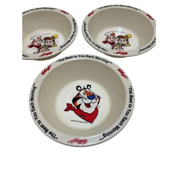 Three Piece Set Vintage 1995 Kellog’s Cereal Bowls. Tony the Tiger and Snap, Cra - Picture 9 of 13